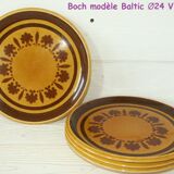 Lot 4 flat plates Boch la Louvière vintage 60