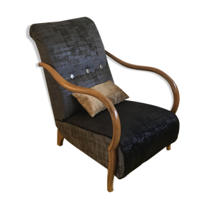 fauteuil en velours gris