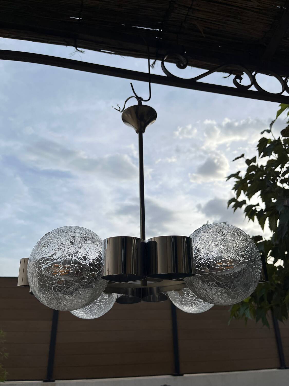 Chrome chandelier Space age 70s