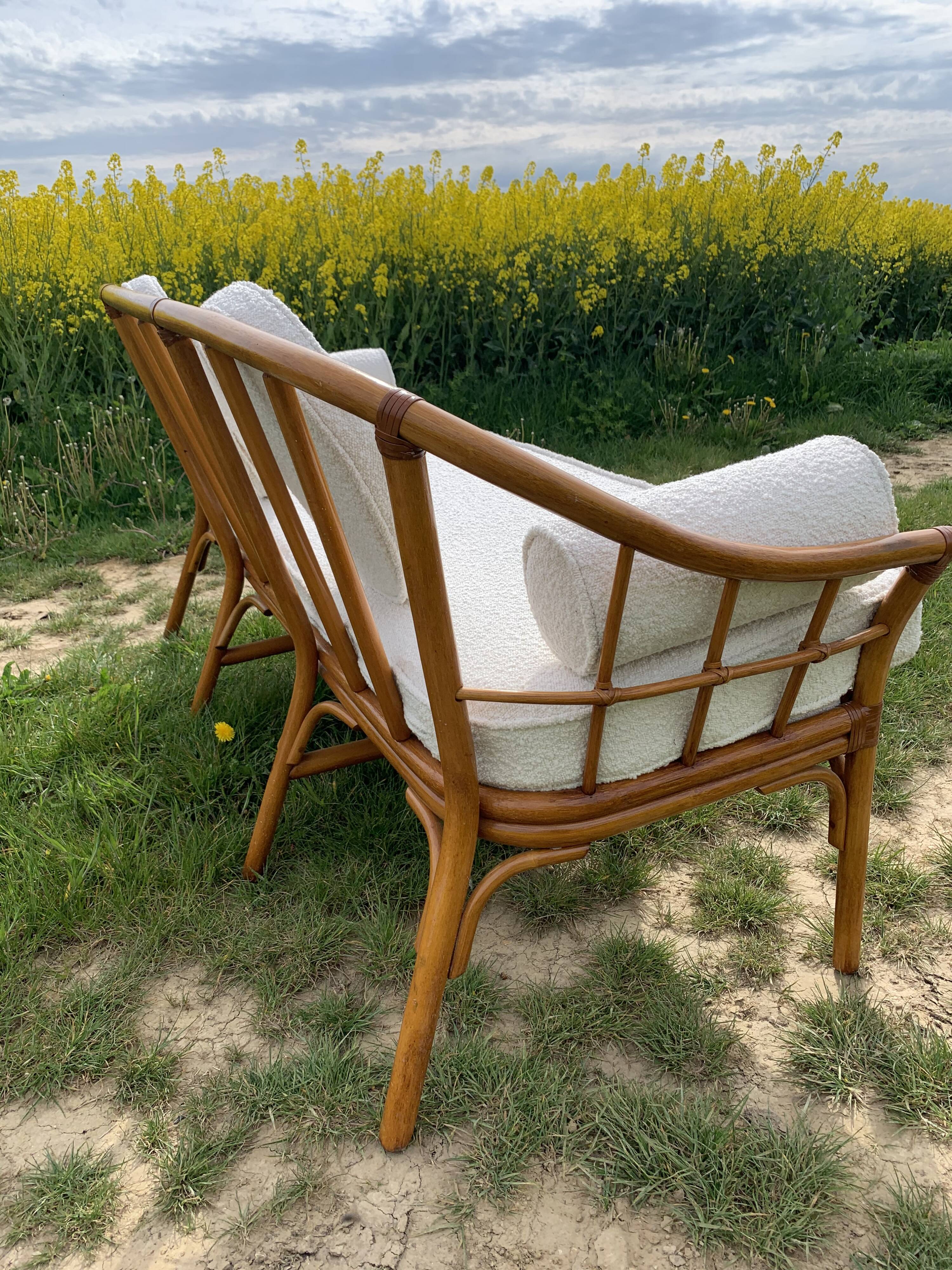 Vintage rattan bench