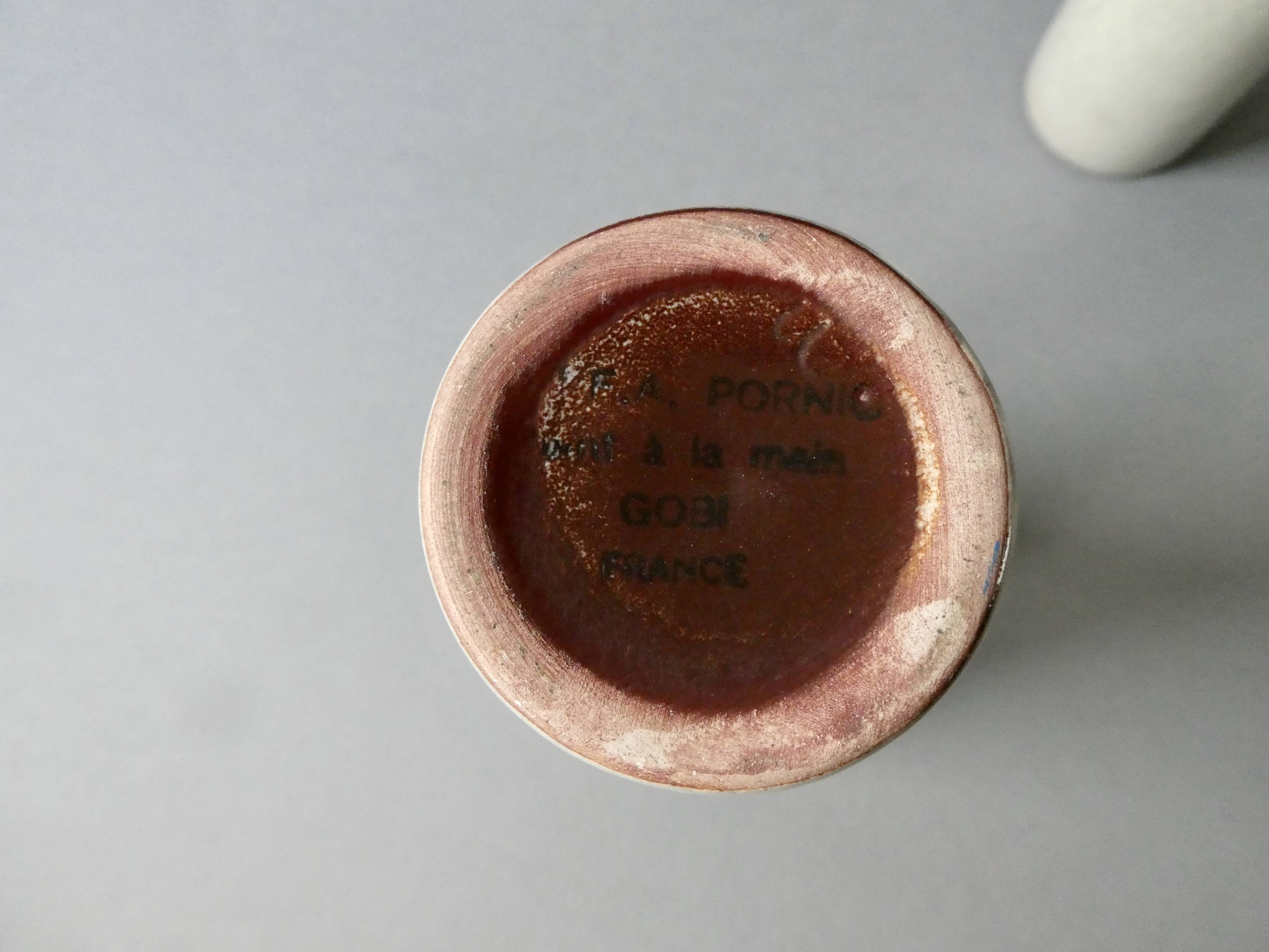 4 large ceramic glasses signed MBFA Pornic, 1960s