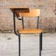 Student desk chair in steel & wood, France 1950s