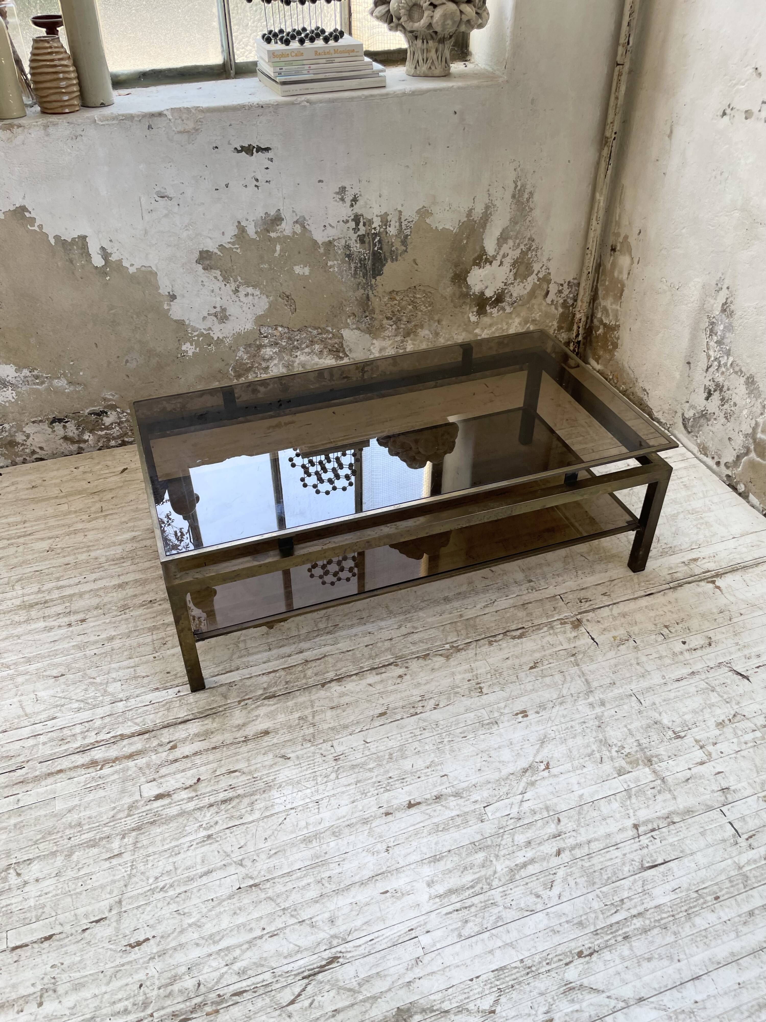 Brass coffee table attributed to Guy Lefevre for Maison Jansen
