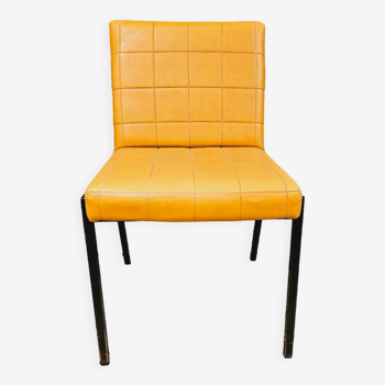 Yellow skaï chair 70' vintage