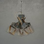 Chandelier 1970 design glass and stainless steel