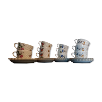 Lot de 11 tasses & sous-tasses à thé haviland en porcelaine de Limoges