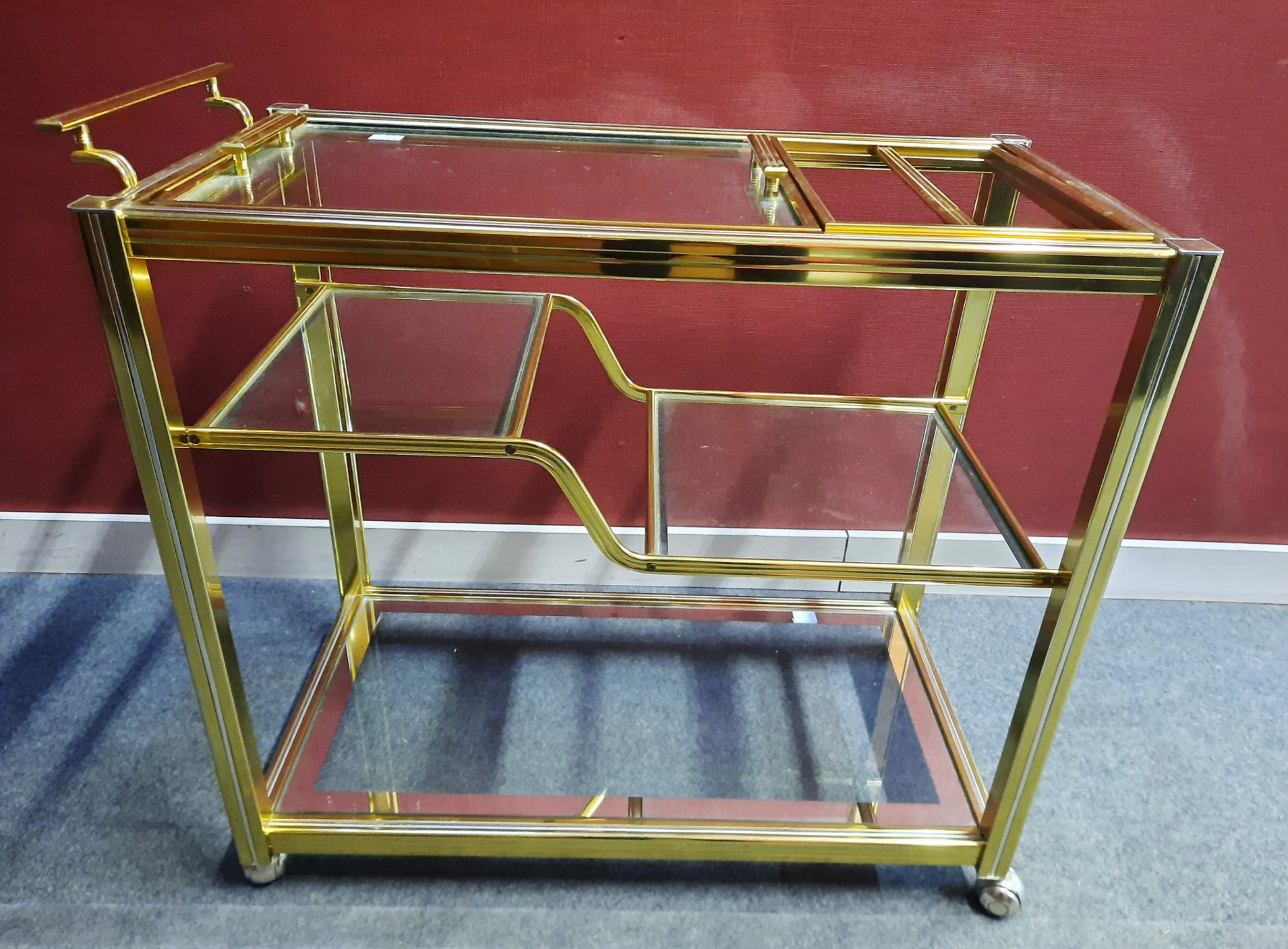 Brass bar table - Pierre Vandel serving trolley