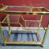 Brass bar table - Pierre Vandel serving trolley