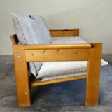 Brutalist pine sofa, 60s/70s