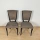 Art Deco Chairs in Black Lacquer & Grey Alcantara, France, 1930s, Set of 6