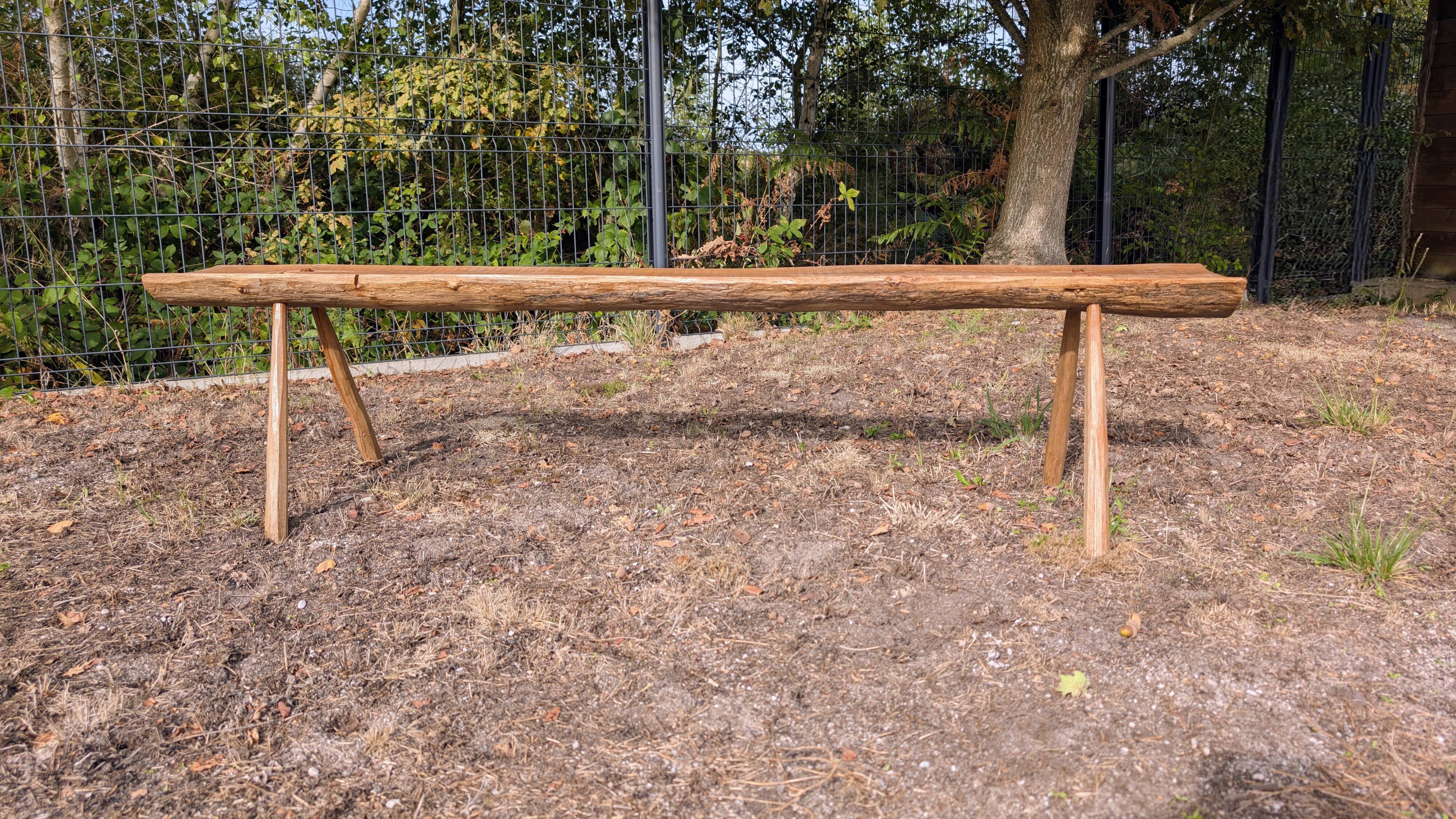 Pair of brutalist wooden benches – 70s design style