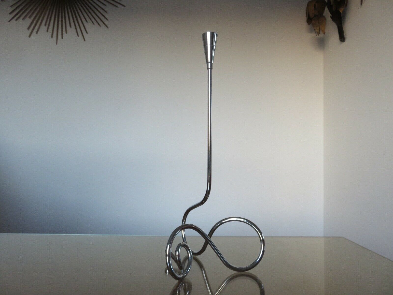 Scandinavian candlestick in chrome metal 1970