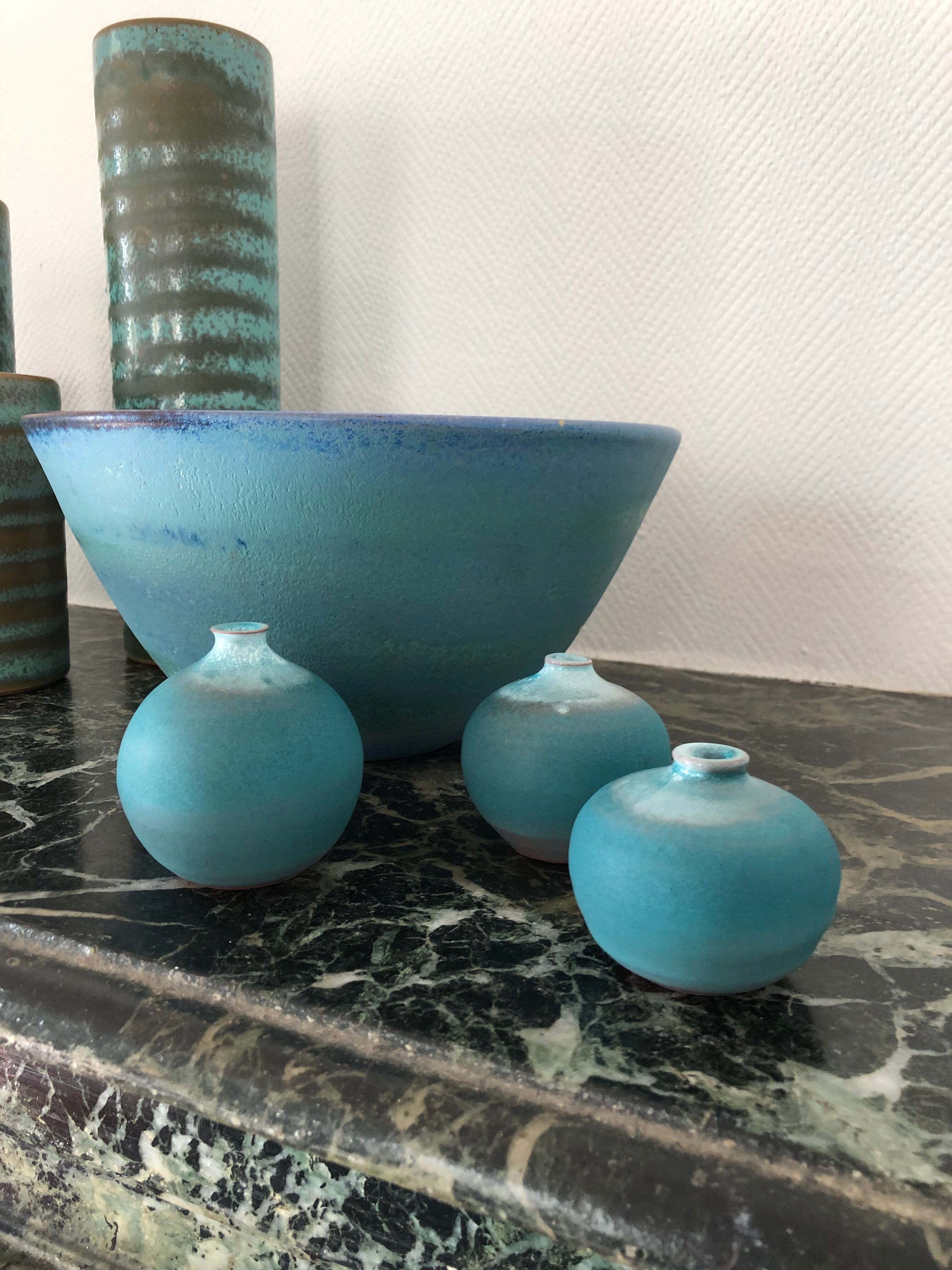 Trio of vintage ceramic vases by Antonio Lampecco