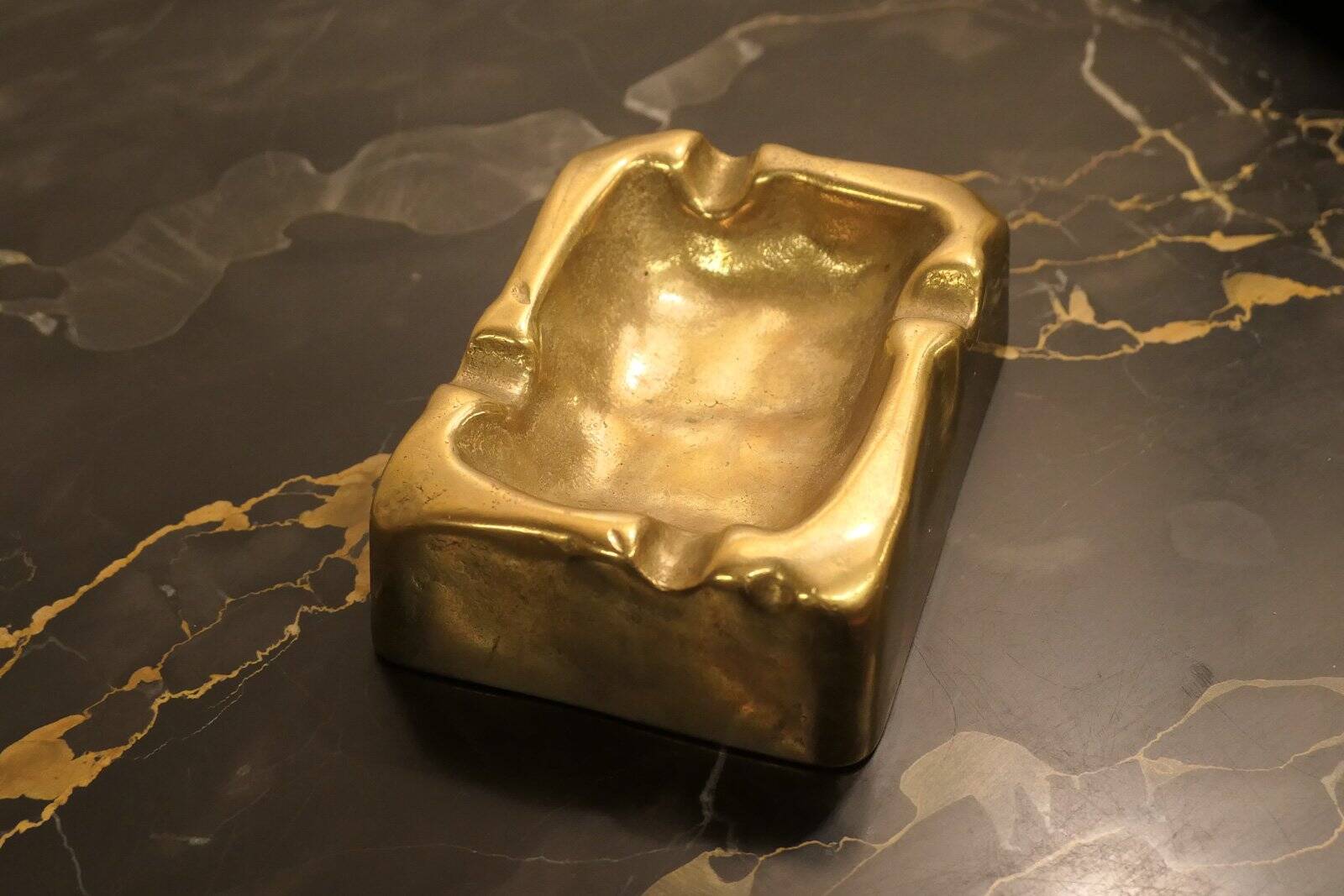 Brutalist bronze ashtray, Lauterbach, France, 1950s