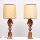 Grande lampe à tête de cheval en albâtre sculpté, Italie, années 1960, lot de 2