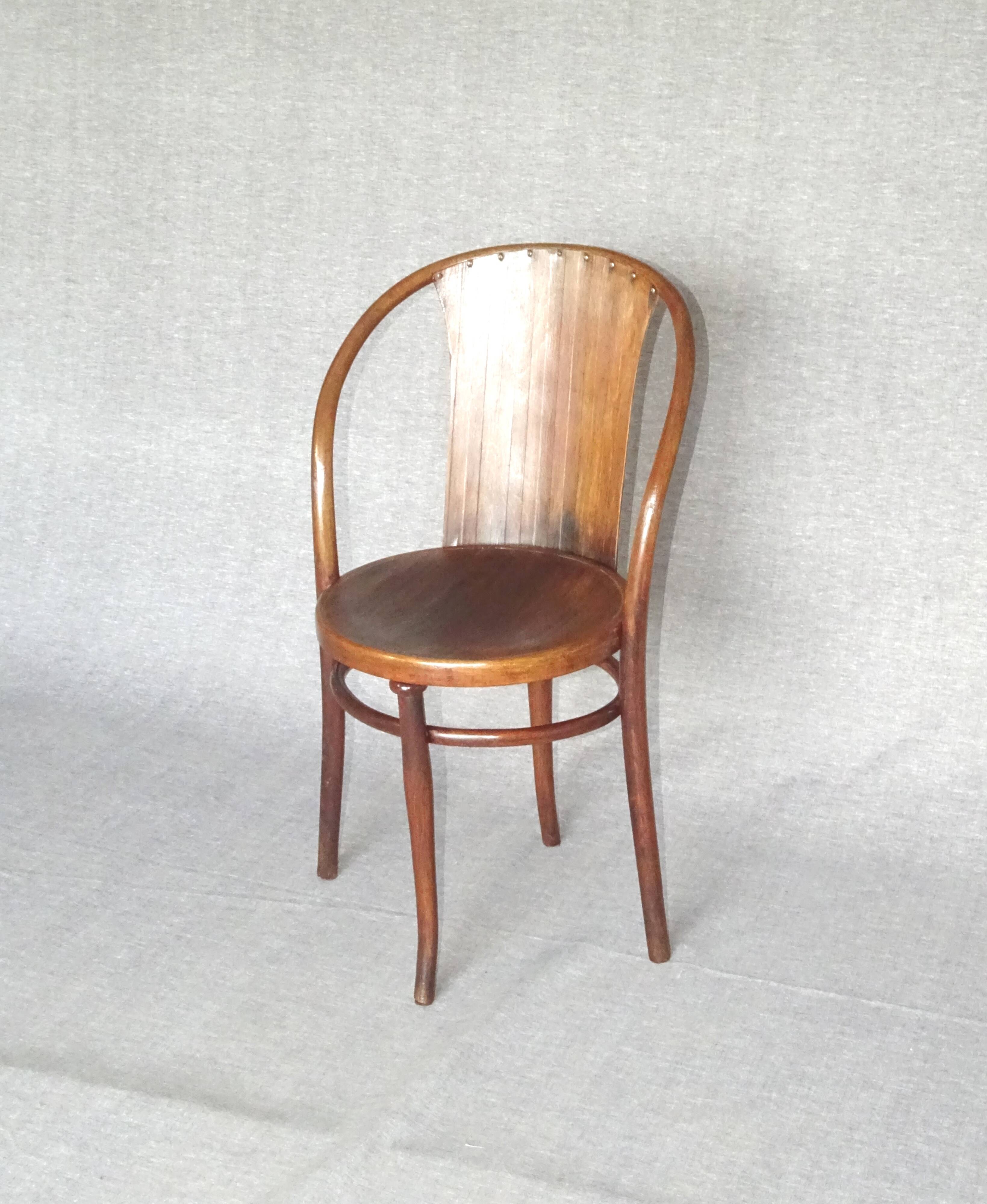 Armchair by Kohn N°143 around 1905 seat wood lamée