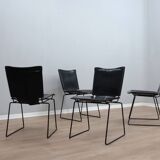 Leather stacking chairs by Toyoda Hiroyuki for ICF 1980s, set of 4