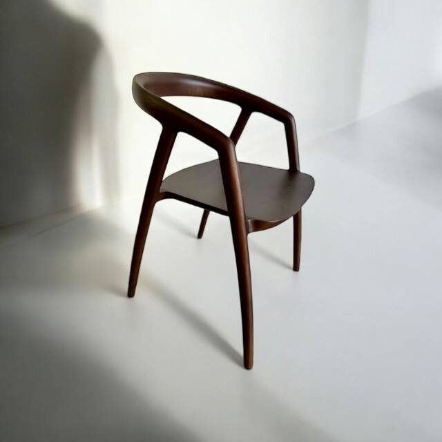 chaise en bois massif avec accoudoirs en bois foncé