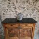 French Louis Philippe walnut buffet with black marble top, France, circa 1840–1860.