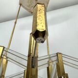 Vintage Italian brass and perspex chandelier by Zeroquattro from 70s