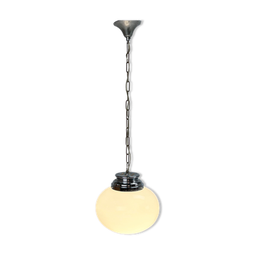 Mid century italian oval opaline glas pendant, 1960s