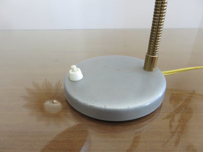 Silver grey metal lamp 50 60s