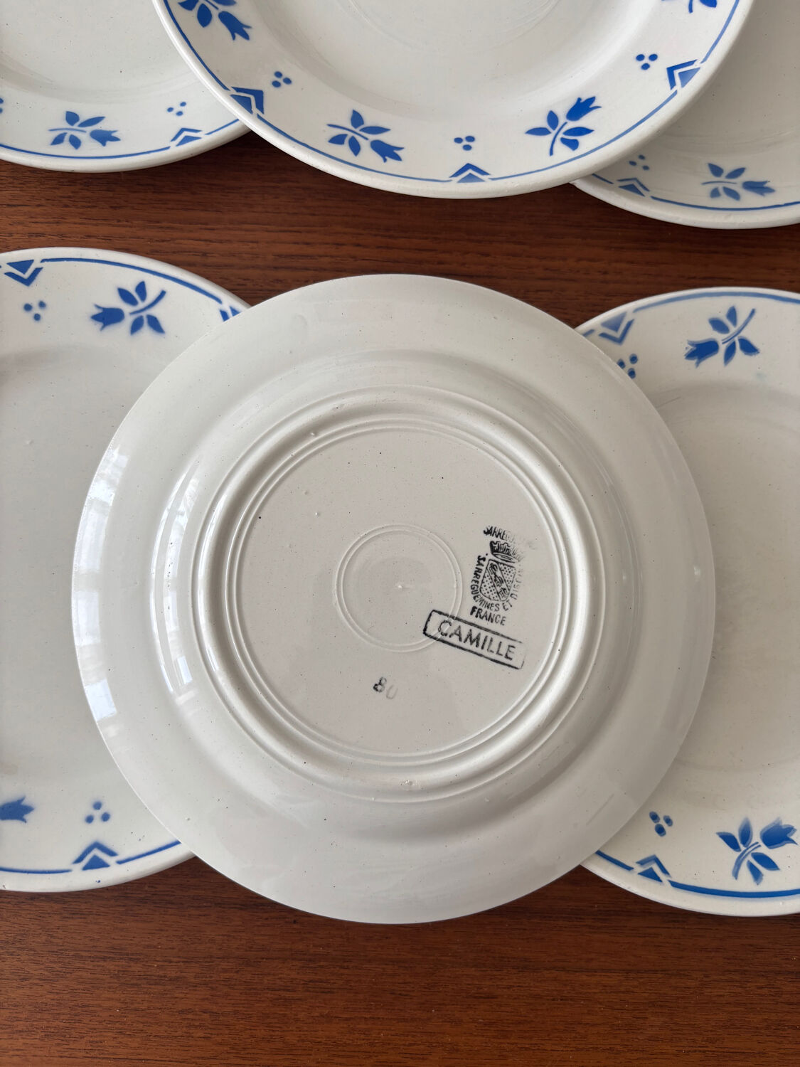Set of 6 vintage dessert plates Sarreguemines Digoin model Camil