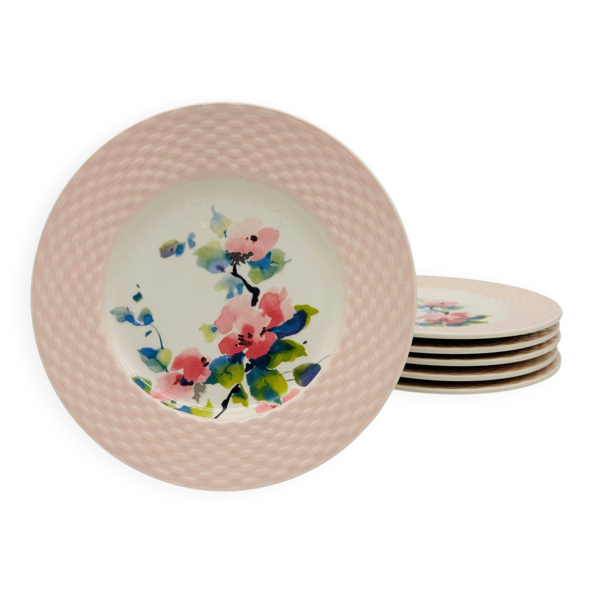 6 vintage dessert plates in porcelain, Pagnossin - Treviso Italy.