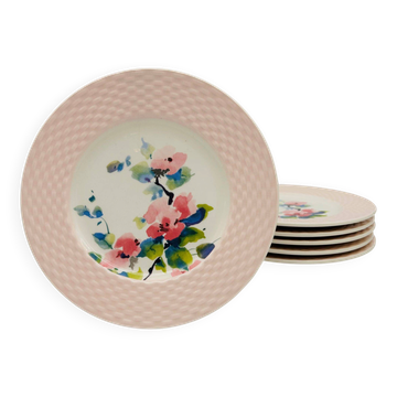 6 assiettes dessert vintage en porcelaine, Pagnossin - Tréviso Italie.