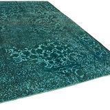 Handmade turkish unique 1980s turquoise wool carpet