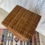 Vintage rattan bread bin