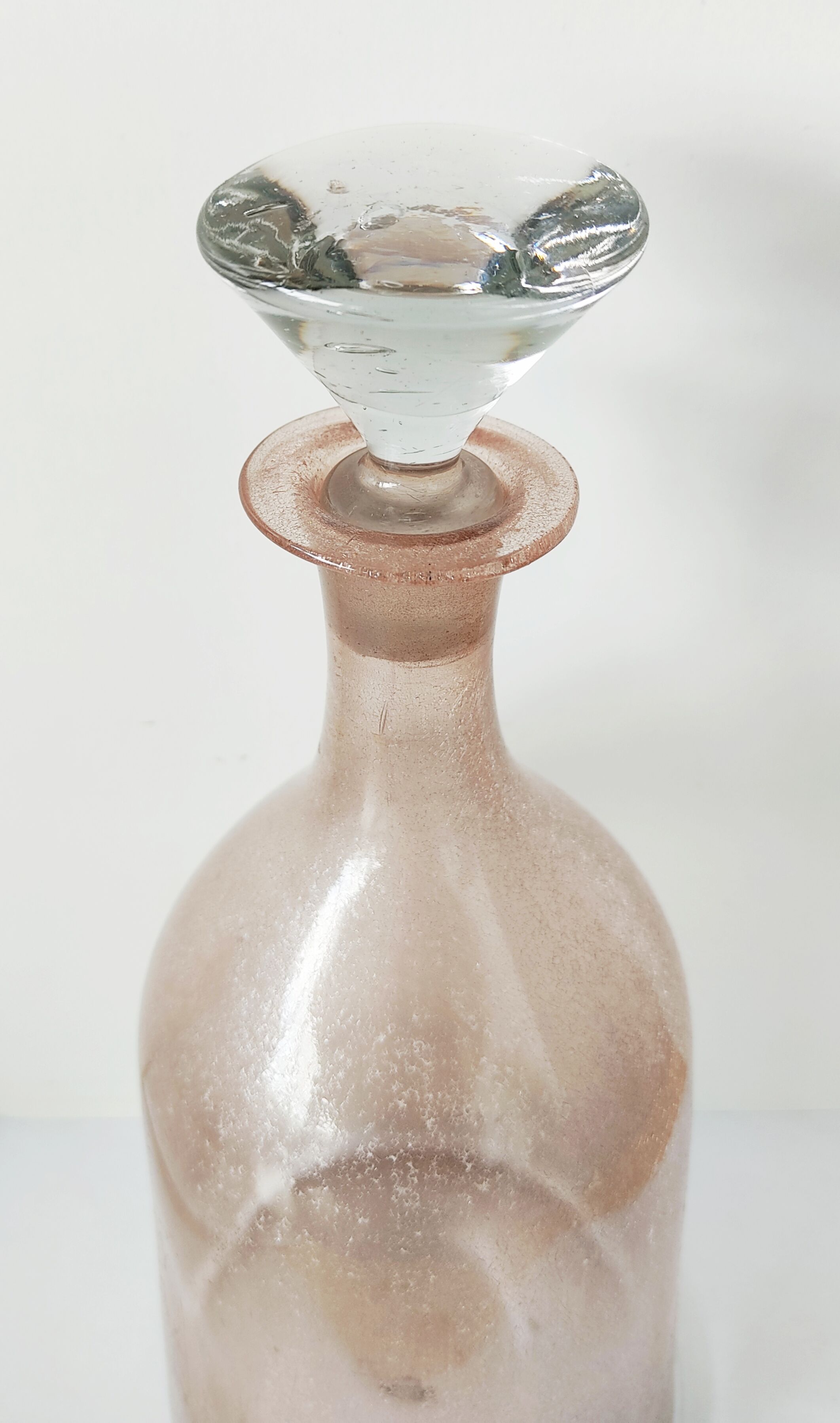 Frosted pale pink glass carafe 29 cm