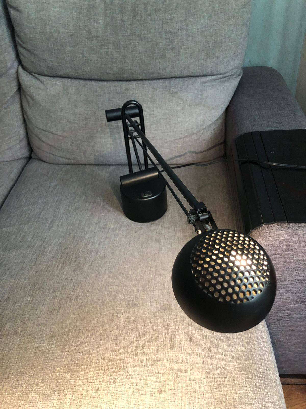 Lampe architecte métal noire vintage à bascule double contrepoids