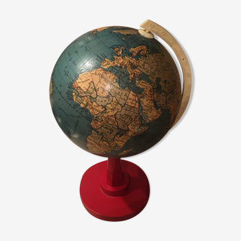 Globe terrestre ancien pied en bois