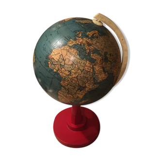 Globe terrestre ancien pied en bois