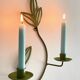 Wall Candle Holder, Green Metal Leaves