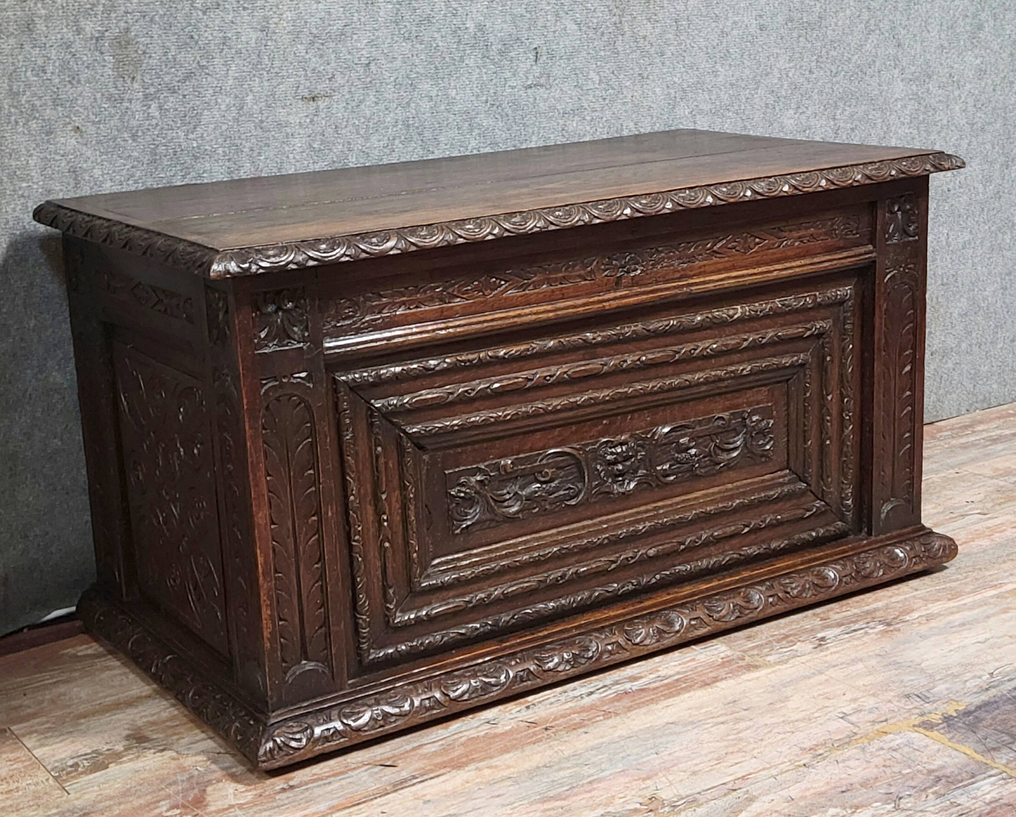 Louis XIII period solid oak chest