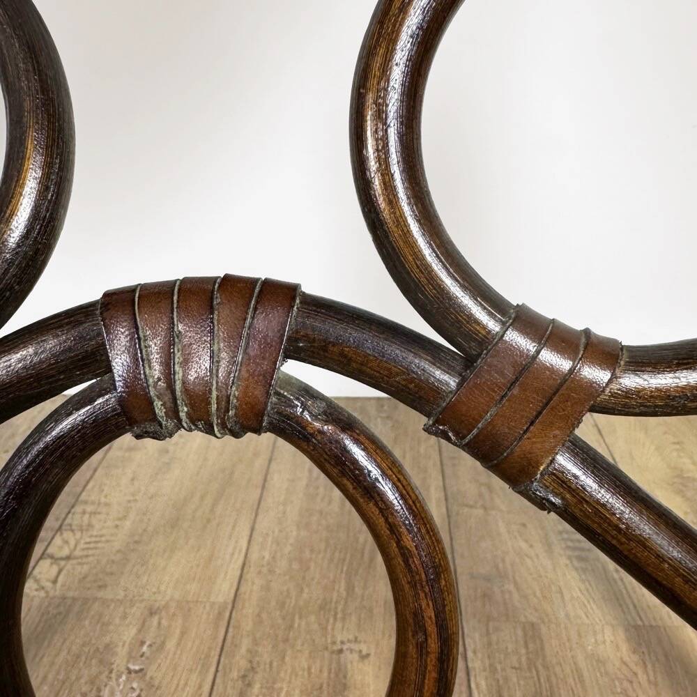 1960s curved wooden cheval mirror