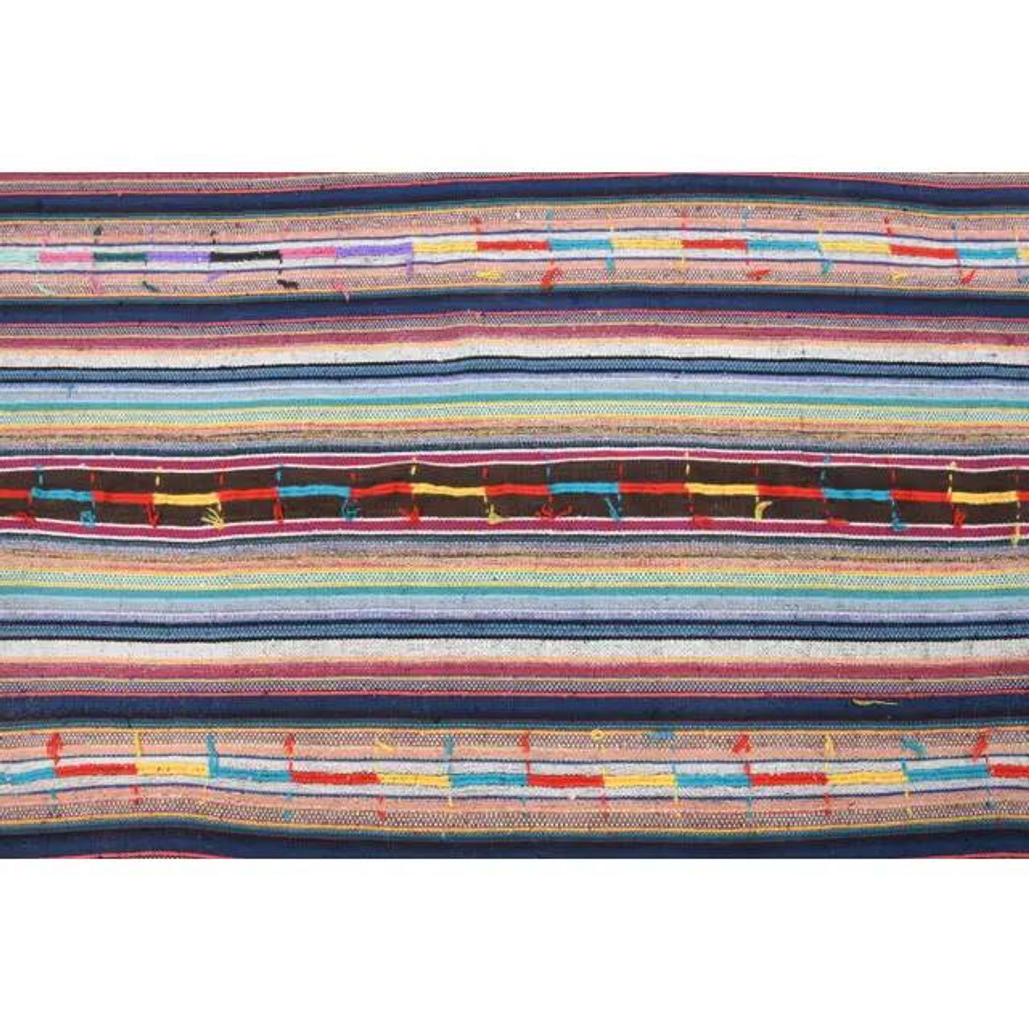Vintage Turkish Oushak Handmade Wool Cotton Blue Kilim Area Rug 175x317