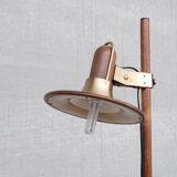 Lampadaire laiton et teck mid-century français