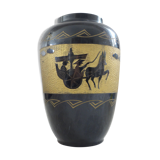 Vase laque Vietnam 25cm cheval Art déco 1930