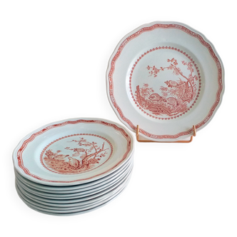 Suite de 11 assiettes en porcelaine anglaise Furnivals Quail