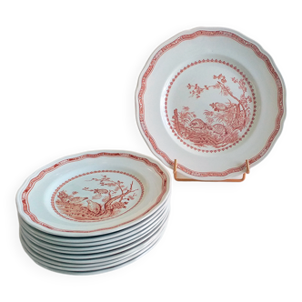 Suite of 11 Furnivals Quail English porcelain plates