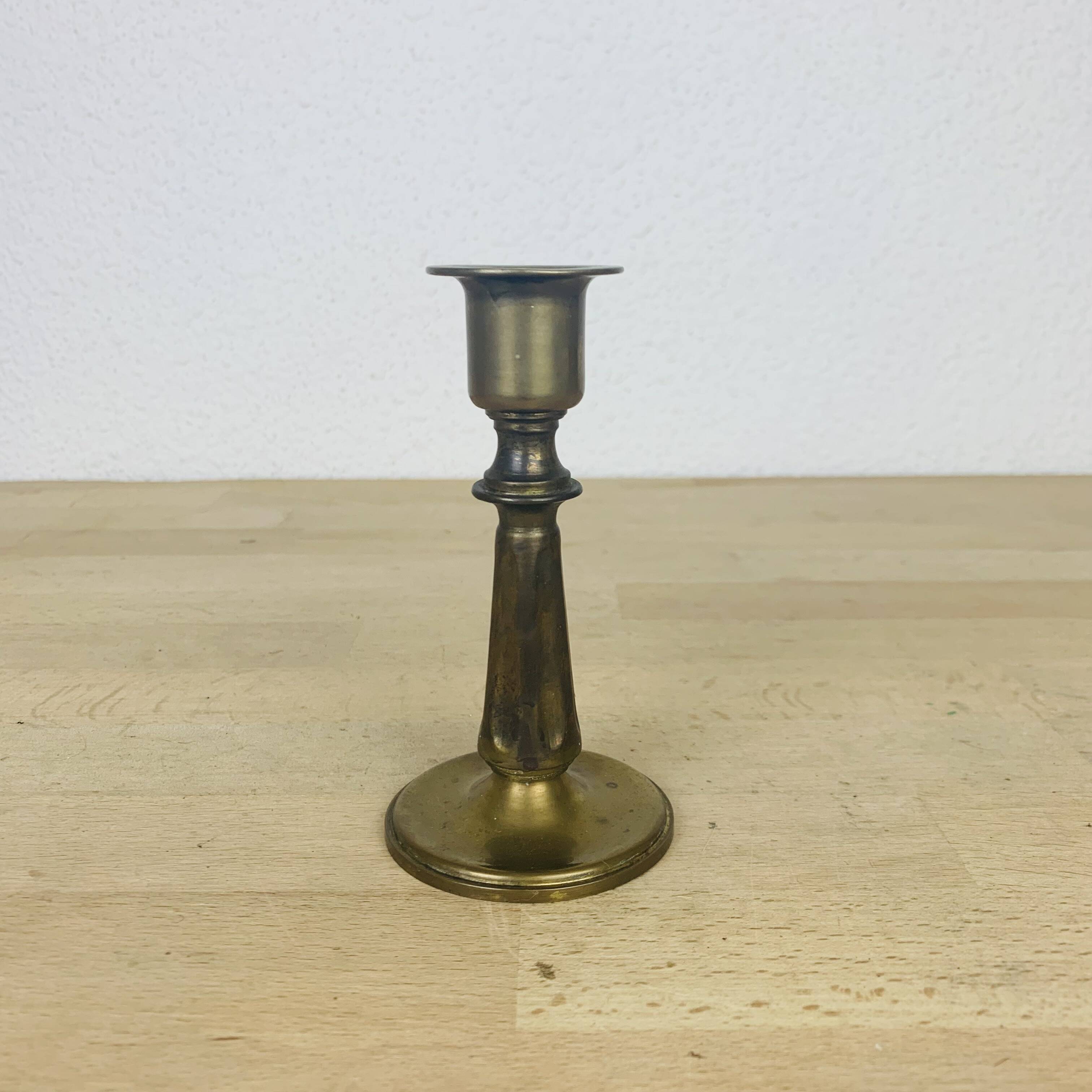 Vintage gold brass candle holder