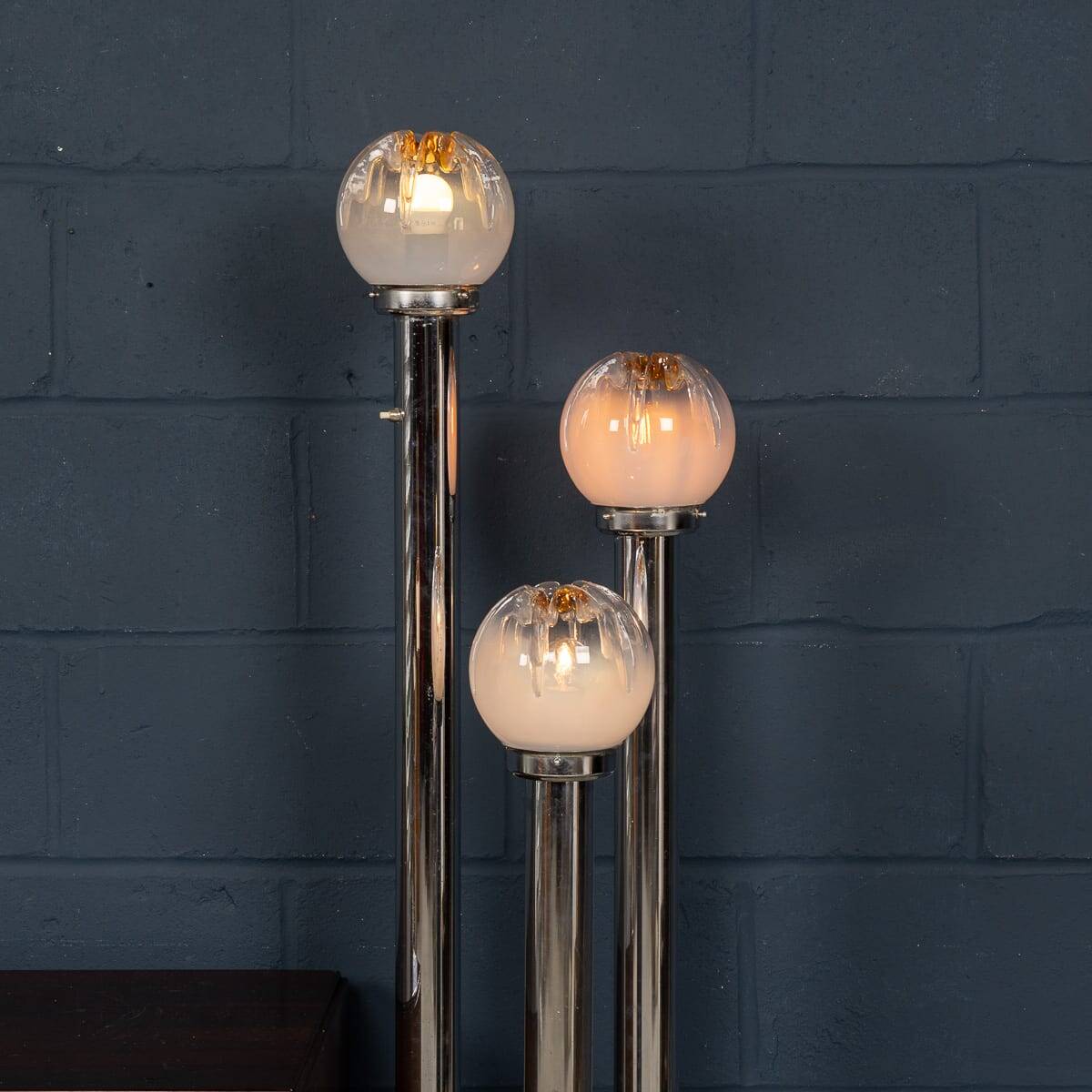 Vintage 20thc italian chrome & glass floor lamp by mazzega c.1970