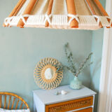 Vintage suspension wood, linen and wool