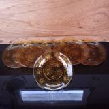 6 vintage floral amber glass dinner plates Vereco 70's