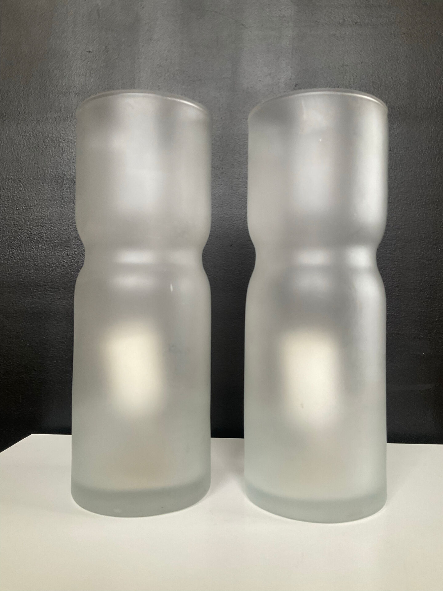 Pair of vintage lamps in frosted glass