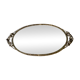 Bevelled oval mirror, richly crafted Art Deco wrought iron.