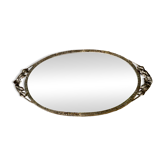 Miroir ovale biseauté art déco fer forgé richement travaillé
